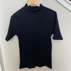 Loft | Black ribbed mockneck